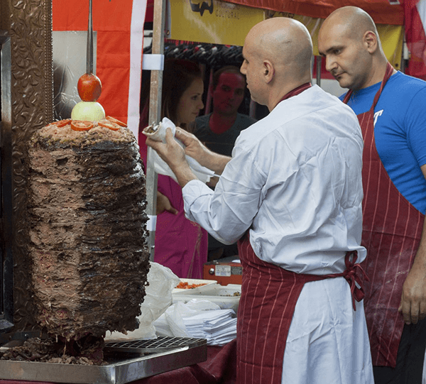 traditional shawarma on a spit